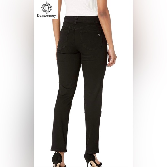 Democracy ‘Ab’solution Petite Straight Leg Jeans in Black - Picture 10 of 14